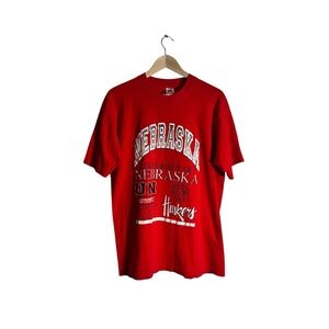 Vintage Nebraska Huskers Graphic T-Shirt Single Stitch 90s USA Size Large
